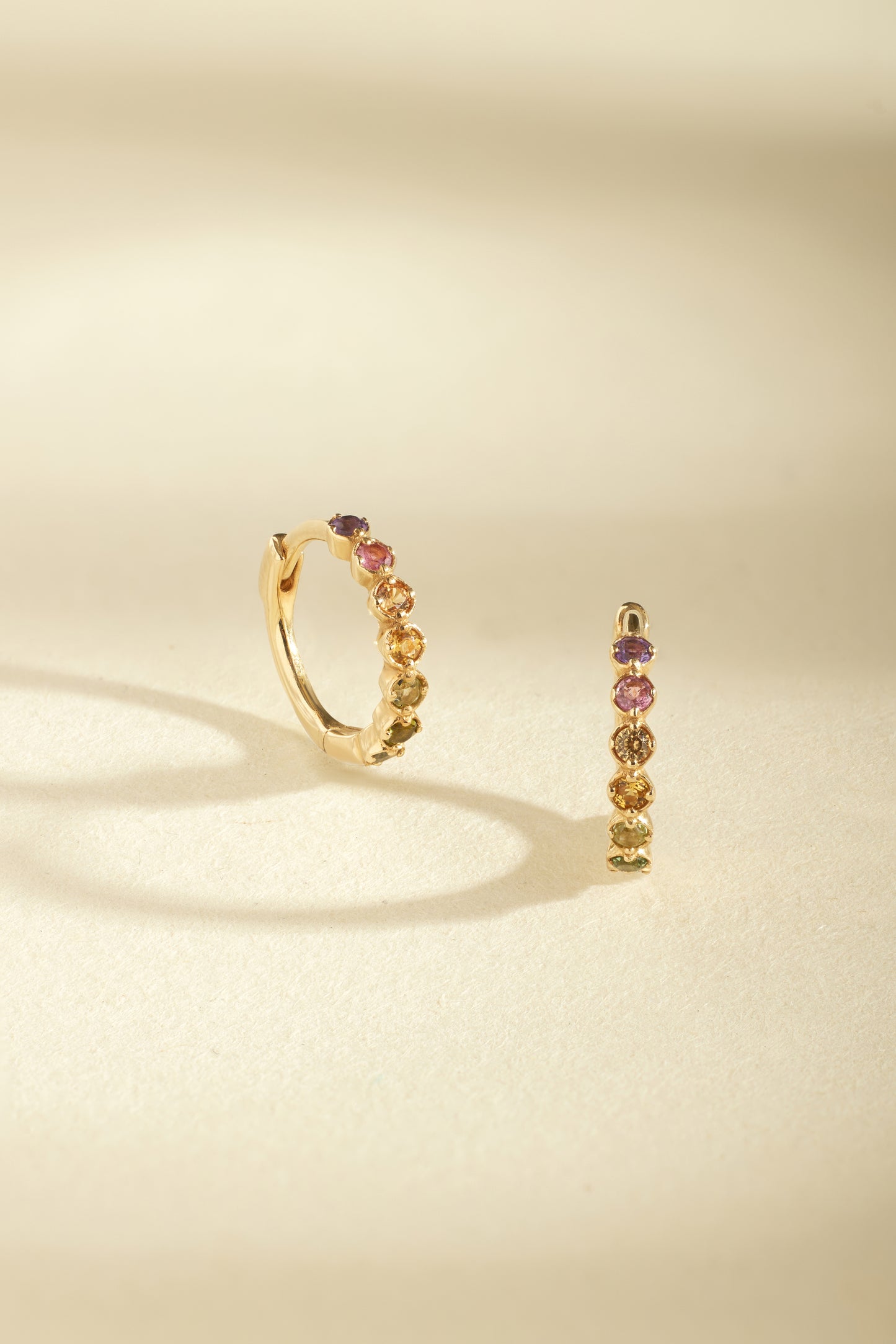Kara Rainbow Gemstone Hoop Earrings