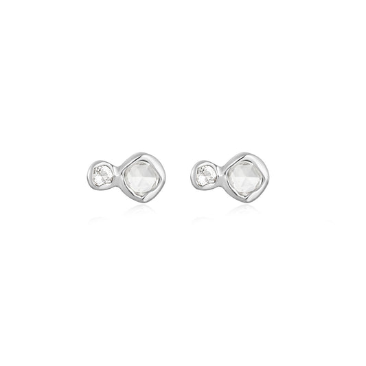 Marie 14K White Gold White Sapphire and Topaz Earrings