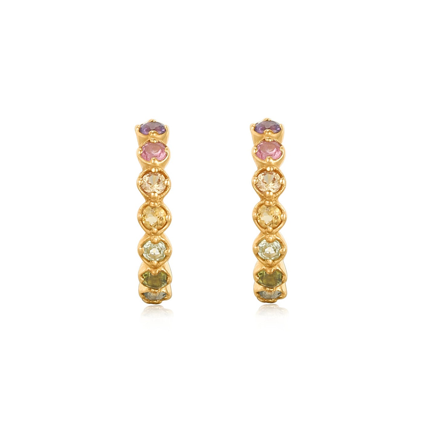 Kara 14K White Gold Rainbow Gemstone Hoop Earrings