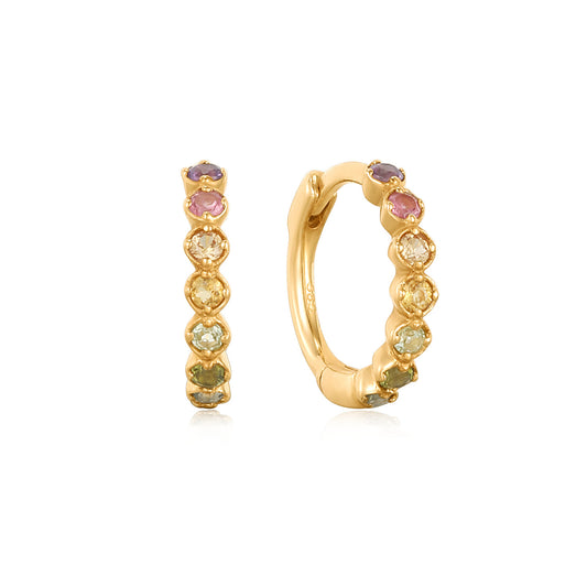 Kara Rainbow Gemstone Hoop Earrings