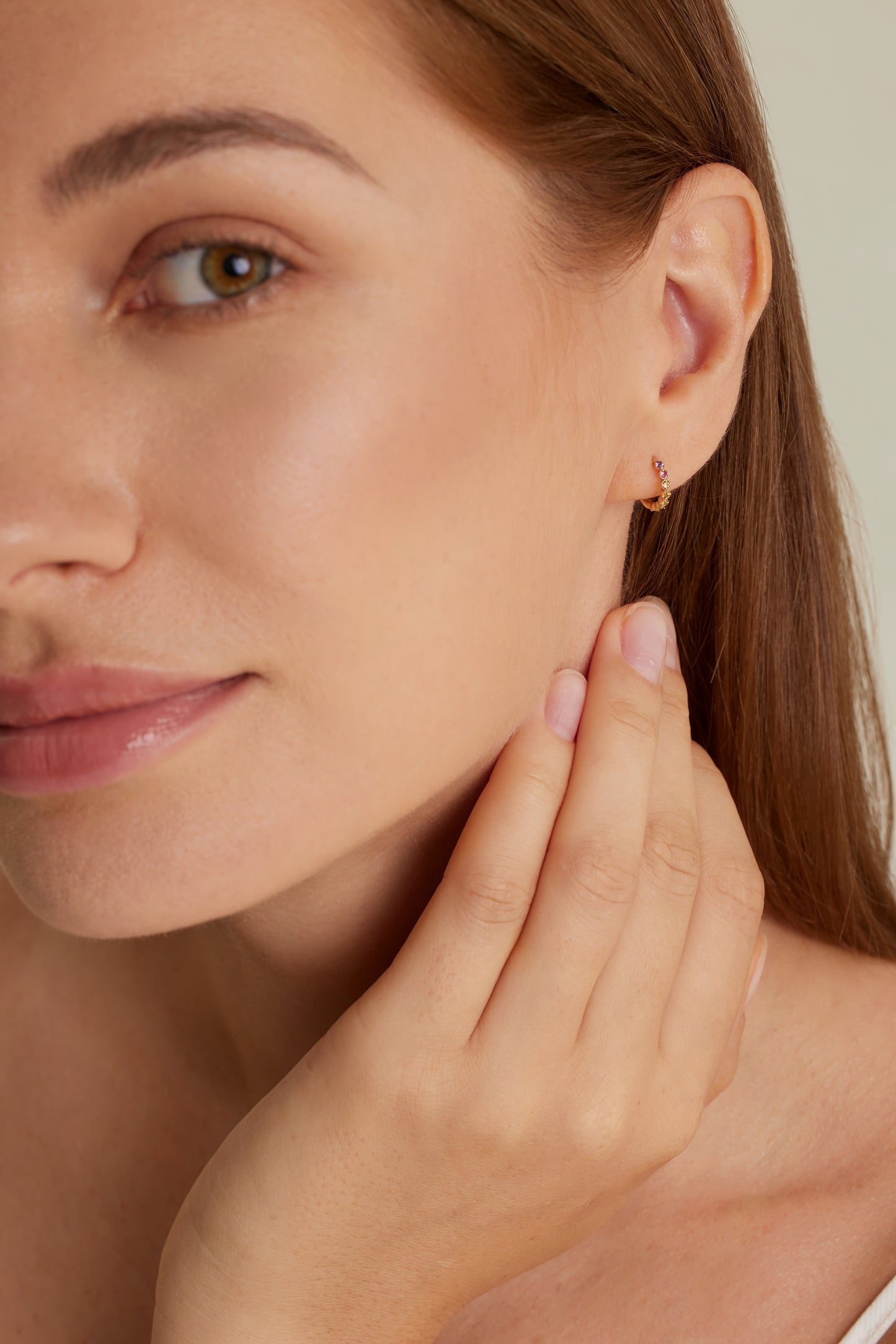 Kara Rainbow Gemstone Hoop Earrings